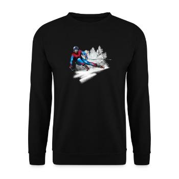 Speeding skier in the snow - Unisex Sweatshirt - black - Front - Alina (178cm) & Michal (187cm)