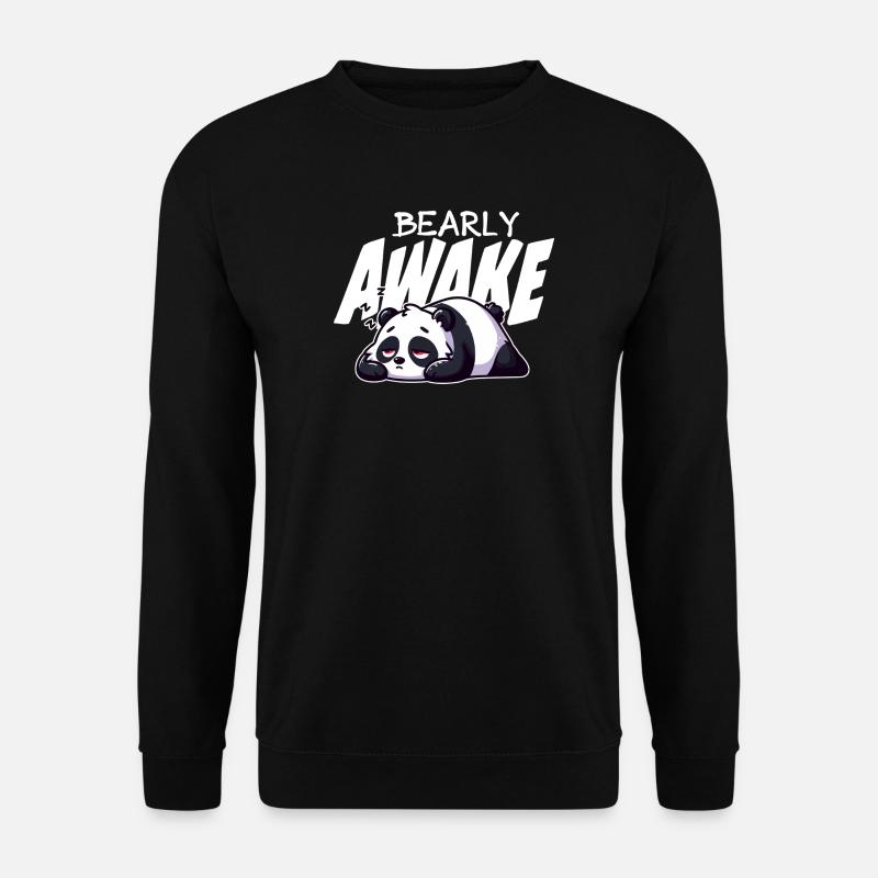 Bearly Awake Panda Illustration - Unisex Sweatshirt - black
