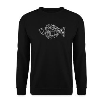 Fisch Shirt Fischmotiv,Angelbekleidung Geschenk - Unisex Pullover - Schwarz - Vorne - Alina (178cm) & Michal (187cm)