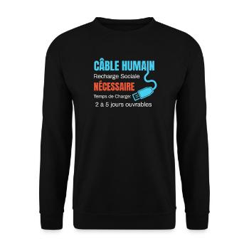 Human Cable Social Recharge humor - Unisex Sweatshirt - black - Front - Alina (178cm) & Michal (187cm)
