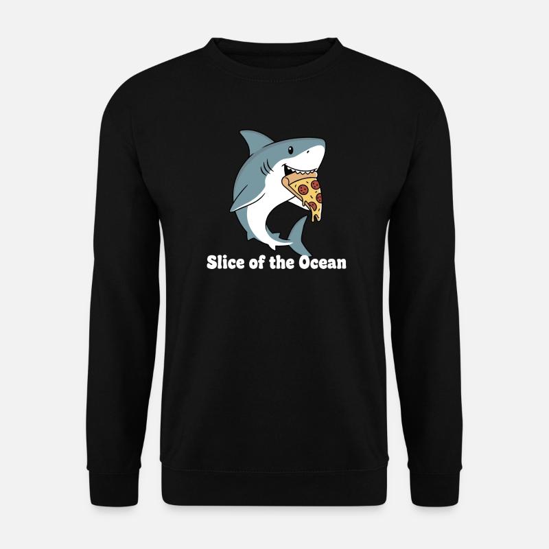 Hai beißt Pizza - Unisex Pullover - Schwarz