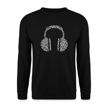 Guitar music Typographic Headphone design - Unisex Sweatshirt - black - Front - Alina (178cm) & Michal (187cm)
