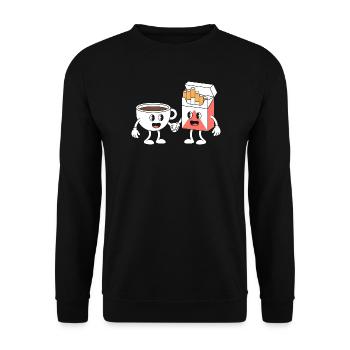 Café et cigarettes - T-shirt humoristique - Sweat-shirt Unisexe - noir - Devant - Alina (178cm) & Michal (187cm)