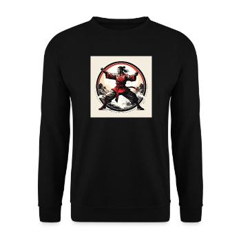 Kampfkunst Krieger im Wellenkreis - Unisex Pullover - Schwarz - Vorne - Alina (178cm) & Michal (187cm)