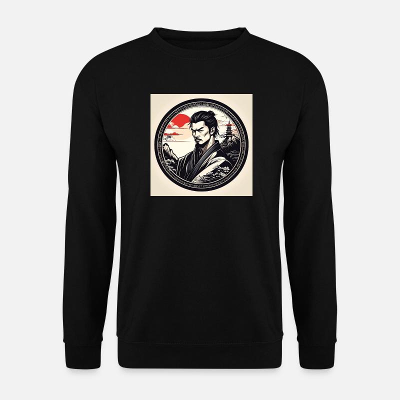 Samurai in circle frame sunset - Unisex Sweatshirt - black