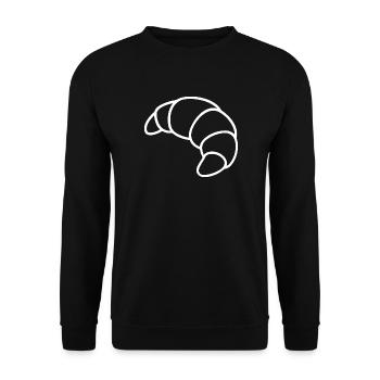 Croissant Skizze – französisches Frühstücksmotiv - Unisex Pullover - Schwarz - Vorne - Alina (178cm) & Michal (187cm)