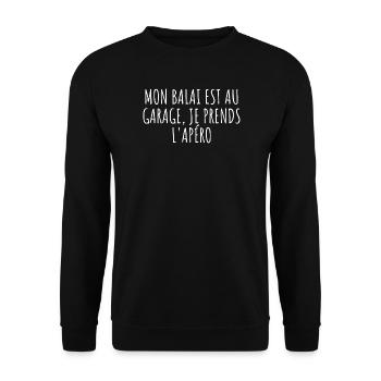 Französisches Halloween - Hexen-Aperitif-Humor - Unisex Pullover - Schwarz - Vorne - Alina (178cm) & Michal (187cm)