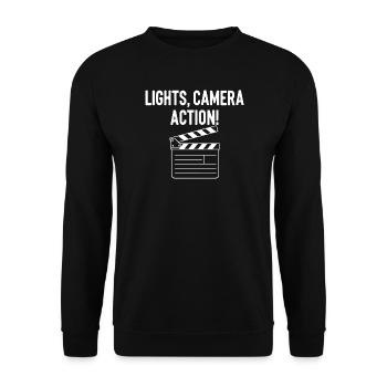 Movie Clapper Board Lights Camera Action - Unisex Sweatshirt - black - Front - Alina (178cm) & Michal (187cm)
