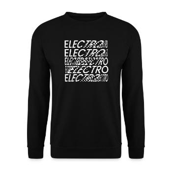 Glitch Elektro-Typografie - Unisex Pullover - Schwarz - Vorne - Alina (178cm) & Michal (187cm)