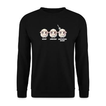 Lustige Schaf Wortspiel Schafe & Schafherde - Unisex Pullover - Schwarz - Vorne - Alina (178cm) & Michal (187cm)
