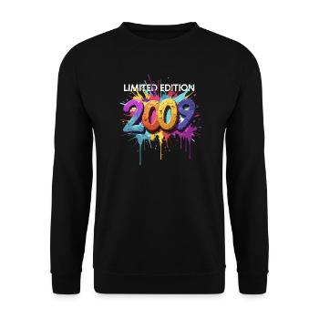 Limitierte Edition 2009 Graffiti Streetart Design - Unisex Pullover - Schwarz - Vorne - Alina (178cm) & Michal (187cm)