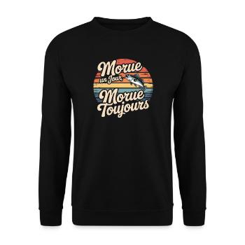 Kabeljau Tag Kabeljau immer - Unisex Pullover - Schwarz - Vorne - Alina (178cm) & Michal (187cm)