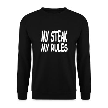 Steak - Unisex Pullover - Schwarz - Vorne - Alina (178cm) & Michal (187cm)