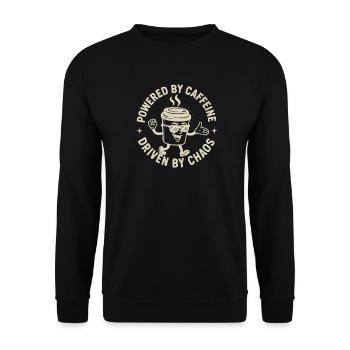 Alimenté par la caféine, piloté par Chaos Kaffee Spruch - Sweat-shirt Unisexe - noir - Devant - Alina (178cm) & Michal (187cm)