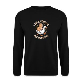 Ich bin ein Kanal für Nonsense - Funny Goose and Capy - Unisex Pullover - Schwarz - Vorne - Alina (178cm) & Michal (187cm)