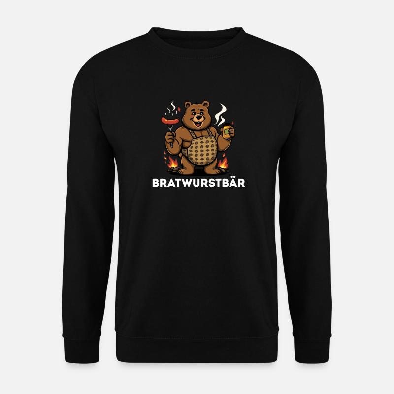 Bratwurstbär Grillfest Geschenk Geschenkidee  - Unisex Pullover - Schwarz