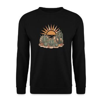 Boho Natur Kakteen - Unisex Pullover - Schwarz - Vorne - Alina (178cm) & Michal (187cm)