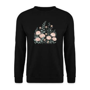 Boho Blumen – Blühende Harmonie - Unisex Pullover - Schwarz - Vorne - Alina (178cm) & Michal (187cm)
