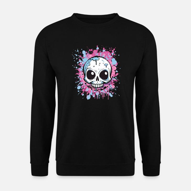 Neon Splatter Schädel Kunst - Unisex Pullover - Schwarz