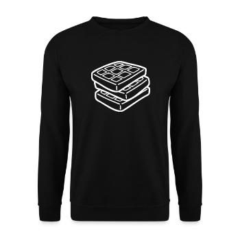 Waffle Sketch – Cute Minimalist Food Motif - Unisex Sweatshirt - black - Front - Alina (178cm) & Michal (187cm)