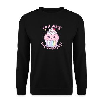 Du Bist Der Süßeste Cupcake - Unisex Pullover - Schwarz - Vorne - Alina (178cm) & Michal (187cm)