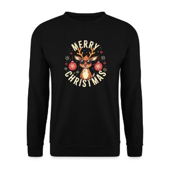 Frohe Weihnachten - Unisex Pullover - Schwarz - Vorne - Alina (178cm) & Michal (187cm)