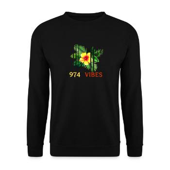 Tropischer Hibiskus 974 Vibes - Unisex Pullover - Schwarz - Vorne - Alina (178cm) & Michal (187cm)