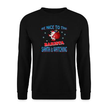 SANTA BARISTA - Unisex Pullover - Schwarz - Vorne - Alina (178cm) & Michal (187cm)