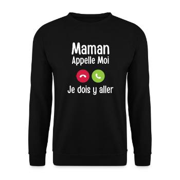 Mama, ruf mich an, ich muss gehen - Unisex Pullover - Schwarz - Vorne - Alina (178cm) & Michal (187cm)