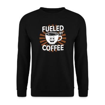Fueled by Coffee – smiling coffee mug - Unisex Sweatshirt - black - Front - Alina (178cm) & Michal (187cm)