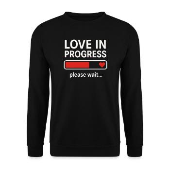 Love in Progress Please Wait - Unisex Pullover - Schwarz - Vorne - Alina (178cm) & Michal (187cm)