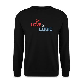 Love Greater Than Logic Design - Unisex Sweatshirt - black - Front - Alina (178cm) & Michal (187cm)