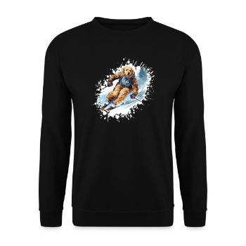 Golden Retriever Hund Ski Skifahren - Unisex Pullover - Schwarz - Vorne - Alina (178cm) & Michal (187cm)