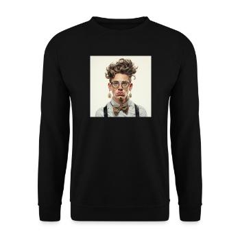 Portrait de nerd vintage avec lunettes papillon - Sweat-shirt Unisexe - noir - Devant - Alina (178cm) & Michal (187cm)