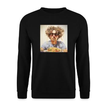 Young Man Noodle Portrait in Chill-Lookm Glasses - Unisex Sweatshirt - black - Front - Alina (178cm) & Michal (187cm)