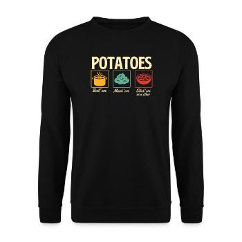 Potatoes Boil Mash Stew Thanksgiving Quote - Unisex Sweatshirt - black - Front - Alina (178cm) & Michal (187cm)