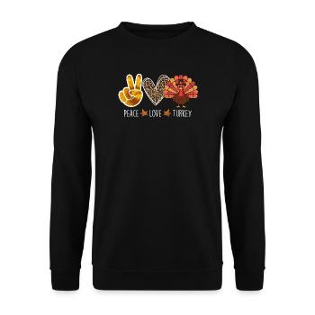 Frieden Liebe Türkei Thanksgiving Herbst Vibes - Unisex Pullover - Schwarz - Vorne - Alina (178cm) & Michal (187cm)