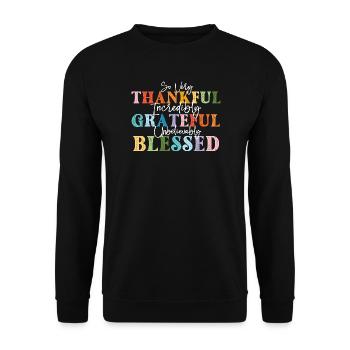 So Very Thankful Grateful Fall - Unisex Sweatshirt - black - Front - Alina (178cm) & Michal (187cm)