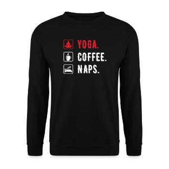 Yoga coffee naps men - Unisex Pullover - Schwarz - Vorne - Alina (178cm) & Michal (187cm)