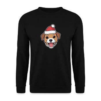 Dessin animé de chien de Noël avec chapeau - Sweat-shirt Unisexe - noir - Devant - Alina (178cm) & Michal (187cm)