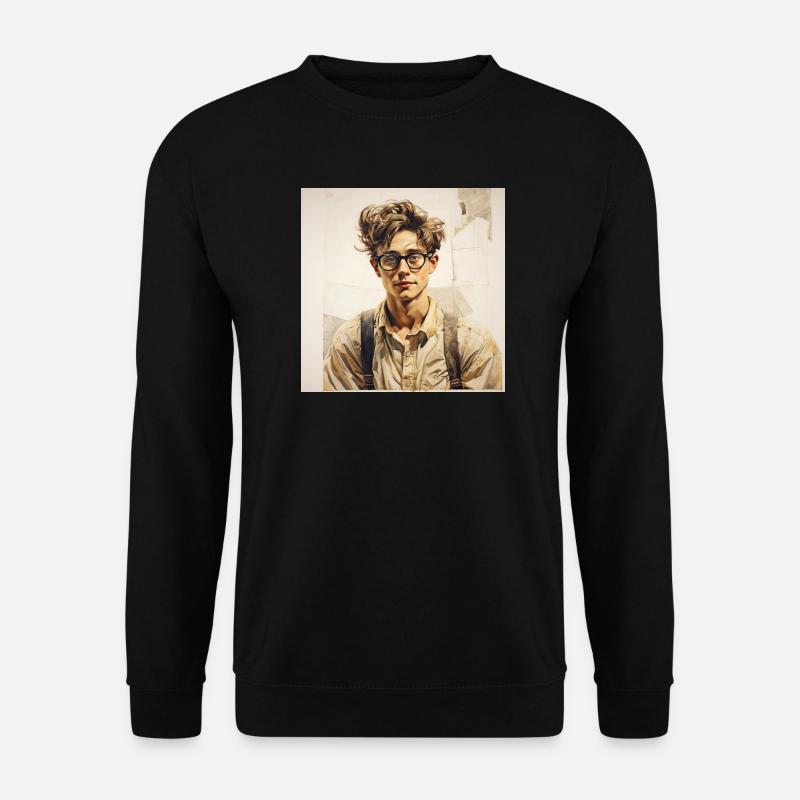 Lässig Lernender Portrait mit Brille - Unisex Pullover - Schwarz