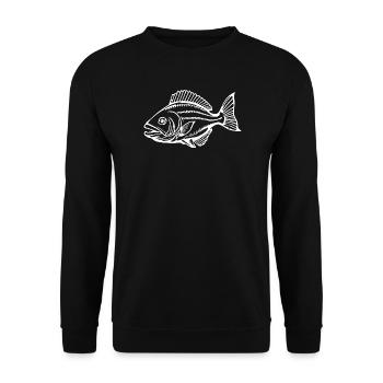 Fisch Shirt Fischmotiv,Angelbekleidung Geschenk - Unisex Pullover - Schwarz - Vorne - Alina (178cm) & Michal (187cm)