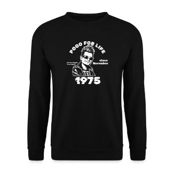 50. Birthday Pogo for life since 11/1975 - Unisex Sweatshirt - black - Front - Alina (178cm) & Michal (187cm)