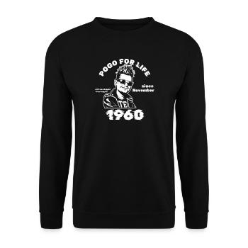 65. Birthday Pogo for life since 11/1960 - Unisex Sweatshirt - black - Front - Alina (178cm) & Michal (187cm)