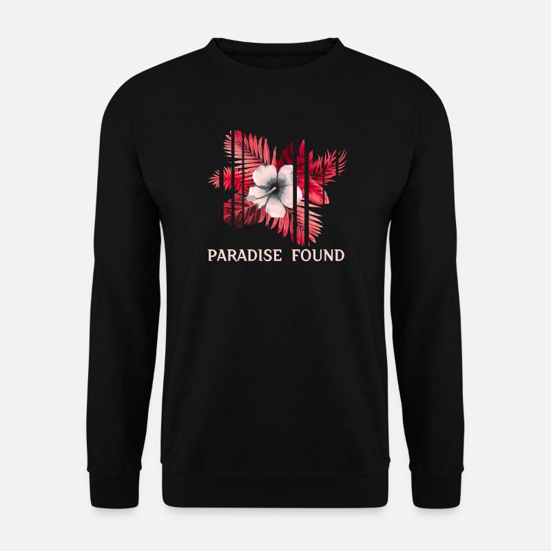Paradise Found Tropischer Hibiskus - Unisex Pullover - Schwarz