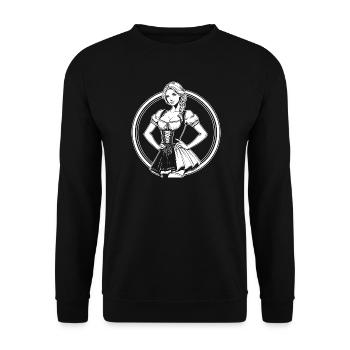 Conception de bande dessinée Dirndl cool - Sweat-shirt Unisexe - noir - Devant - Alina (178cm) & Michal (187cm)
