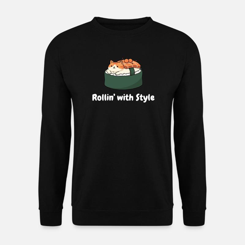 Sushi Katze Roll Stil - Unisex Pullover - Schwarz