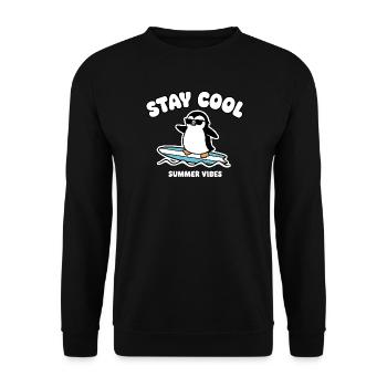 Restez au frais Penguin Surf Été - Sweat-shirt Unisexe - noir - Devant - Alina (178cm) & Michal (187cm)