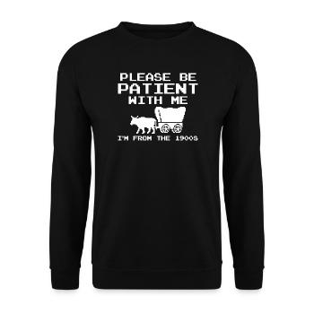 Bitte haben Sie Geduld mit mir, ich bin ein Boomer - Unisex Pullover - Schwarz - Vorne - Alina (178cm) & Michal (187cm)