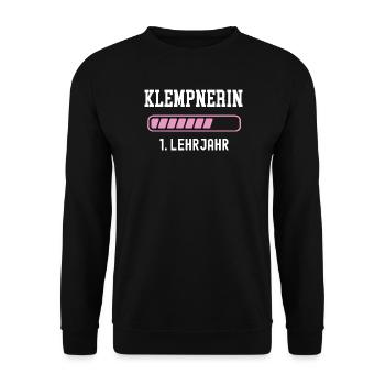 Plumber apprenticeship 1 year of apprenticeship first year apprenticeship - Unisex Sweatshirt - black - Front - Alina (178cm) & Michal (187cm)